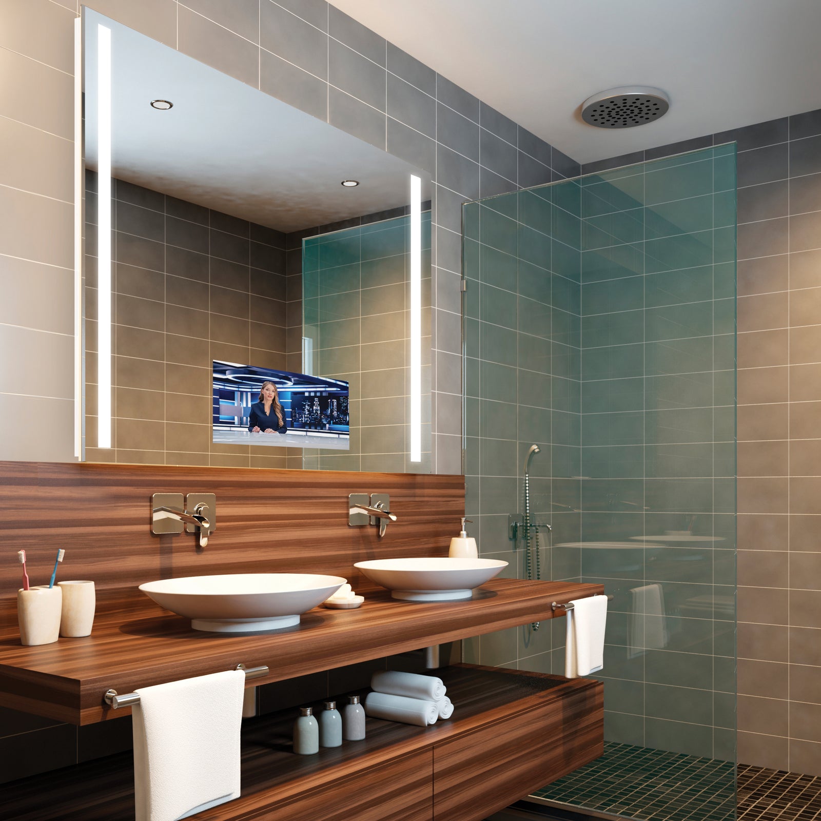 Electric Mirror Fusion 30" x 42" LED Lighted Mirror with 15" HDTV