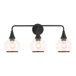 Hazel 26-in Clear Glass/Matte Black 3 Lights Vanity