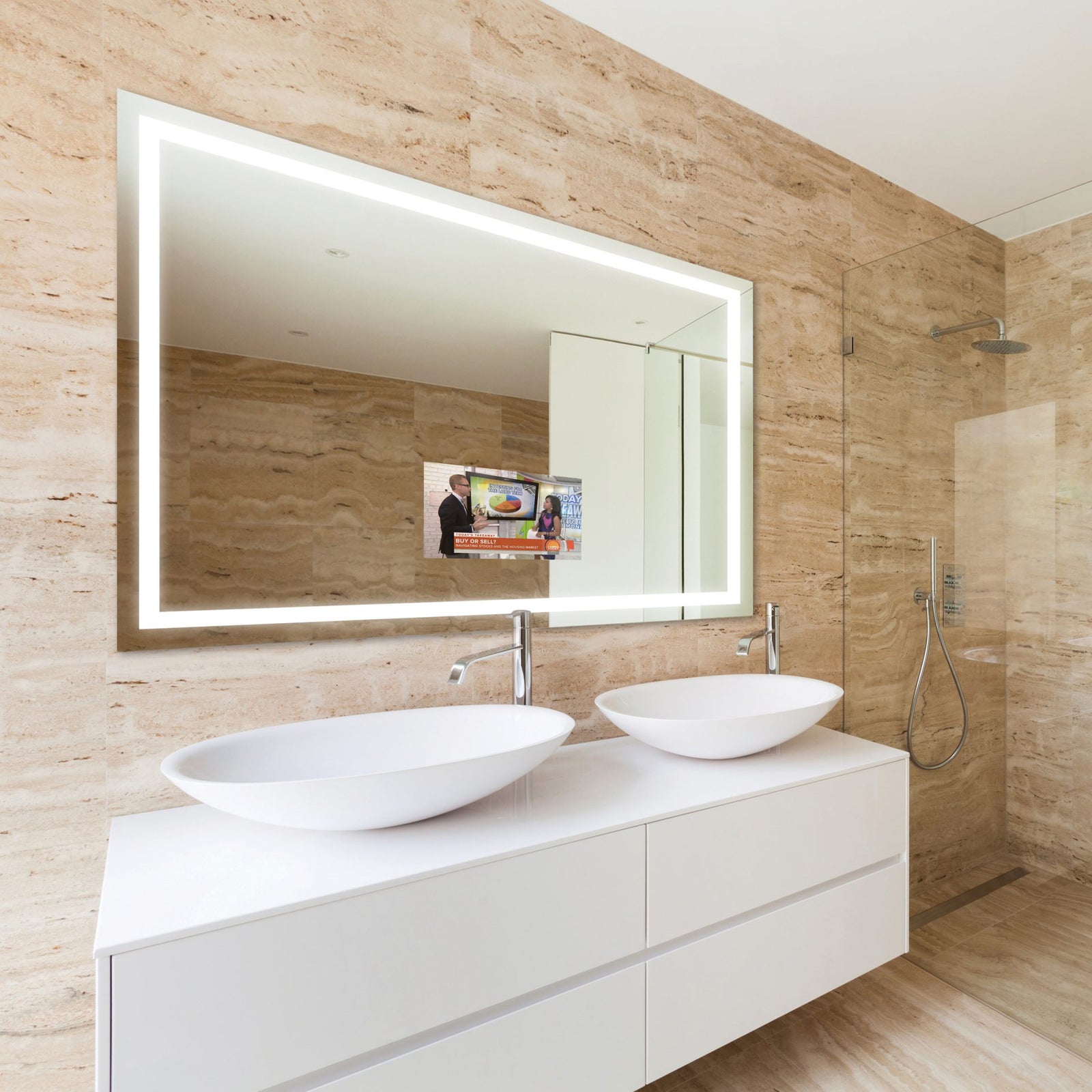 Electric Mirror Integrity 54" x 42" LED Lighted Mirror with 15.6" HDTV