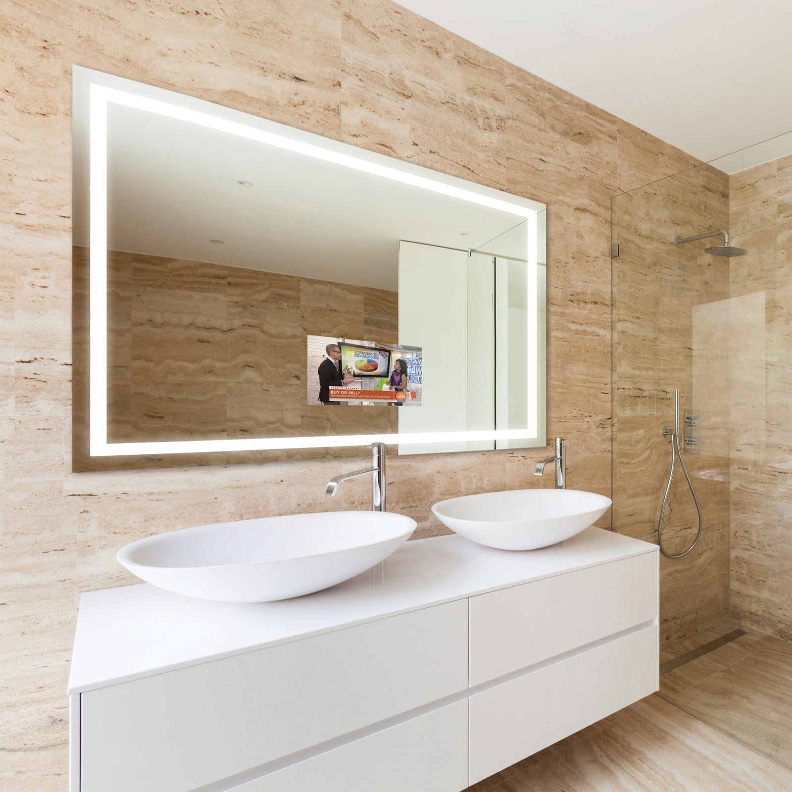 Electric Mirror Integrity 66" x 42" LED Lighted Mirror with 15.6" HDTV