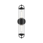 Lancaster 5-in Clear Bubble Glass/Textured Black 2 Lights Exterior Wall Sconce