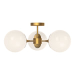 Nouveau 26-in Aged Gold/Opal Matte Glass 3 Lights Semi Flush Mount