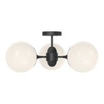 Nouveau 26-in Matte Black/Opal Matte Glass 3 Lights Semi Flush Mount