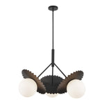 Plume 34-in Matte Black/Opal Glass 3 Lights Chandeliers