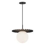Plume 14-in Matte Black/Opal Matte Glass 1 Light Pendant