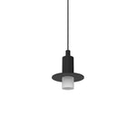 Short Frosted Light Guide Single Pendant with Brim - Matte Black