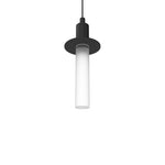 Tall Frosted Light Guide Single Pendant with Brim - Matte Black