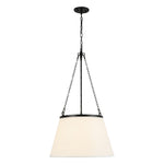 Speakeasy 18-in Matte Black/White Linen 1 Light Pendant