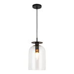 Sylvia 8-in Matte Black/Clear Glass 1 Light Pendant