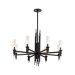 Torres 36-in Clear Ribbed Glass/Matte Black 8 Lights Chandeliers