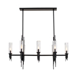 Torres 38-in Clear Ribbed Glass/Matte Black 8 Lights Linear Pendant