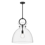 Waldo 18-in Matte Black/Clear Glass 1 Light Pendant