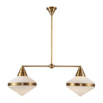 Willard 41-in Vintage Brass/Opal Matte Glass 2 Lights Linear Pendant