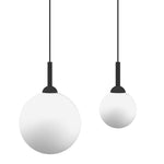 White Glass Globe 3" Single Pendant - Matte Black Socket