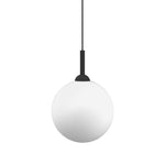 White Glass Globe 5" Single Pendant - Matte Black Socket