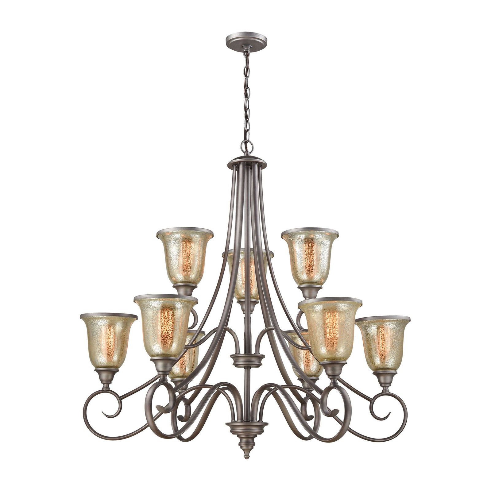 Georgetown 36'' Wide 9-Light Chandelier - Weathered Zinc
