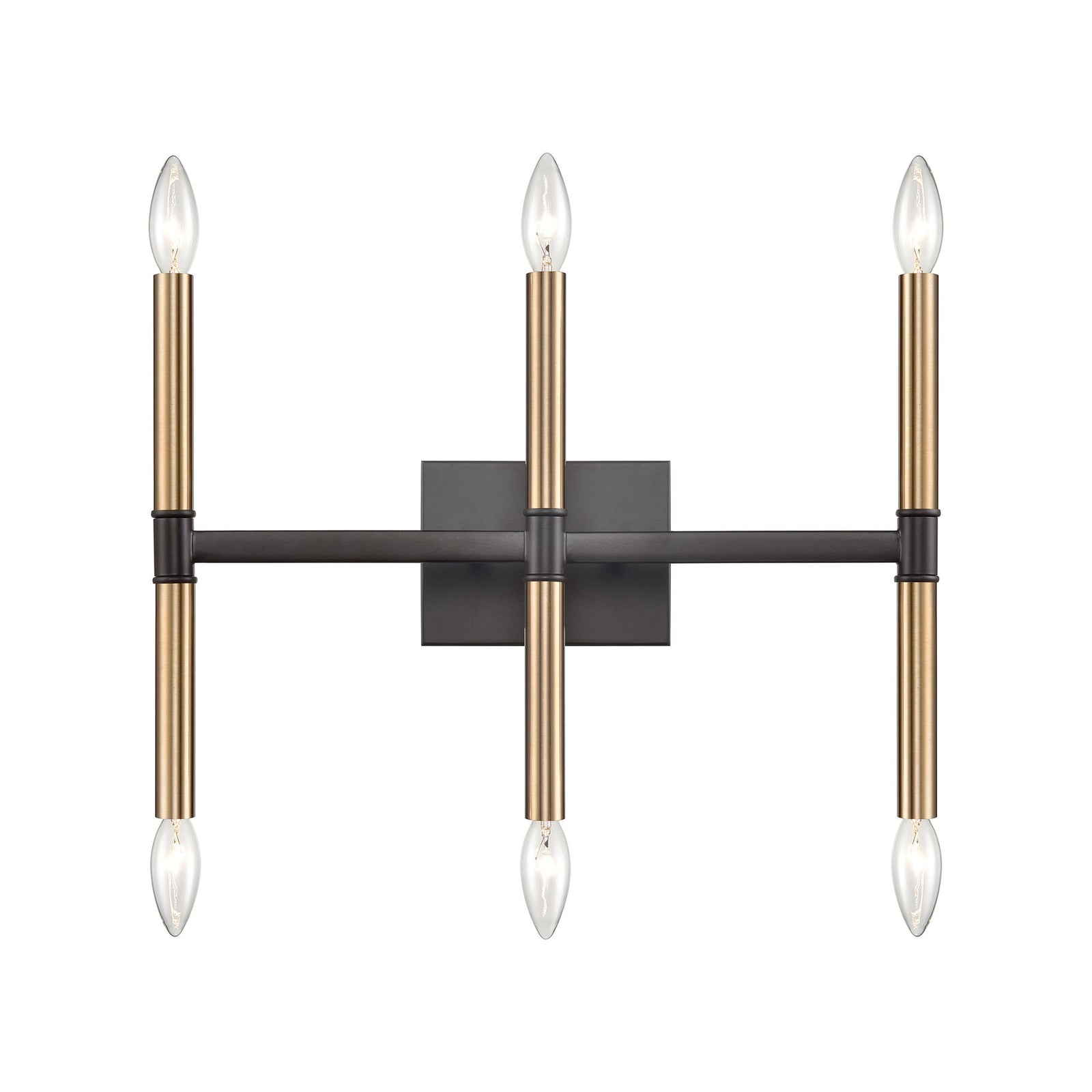 Notre Dame 13'' High 6-Light Bath Bar - Oil Rubbed Bronze and Gold