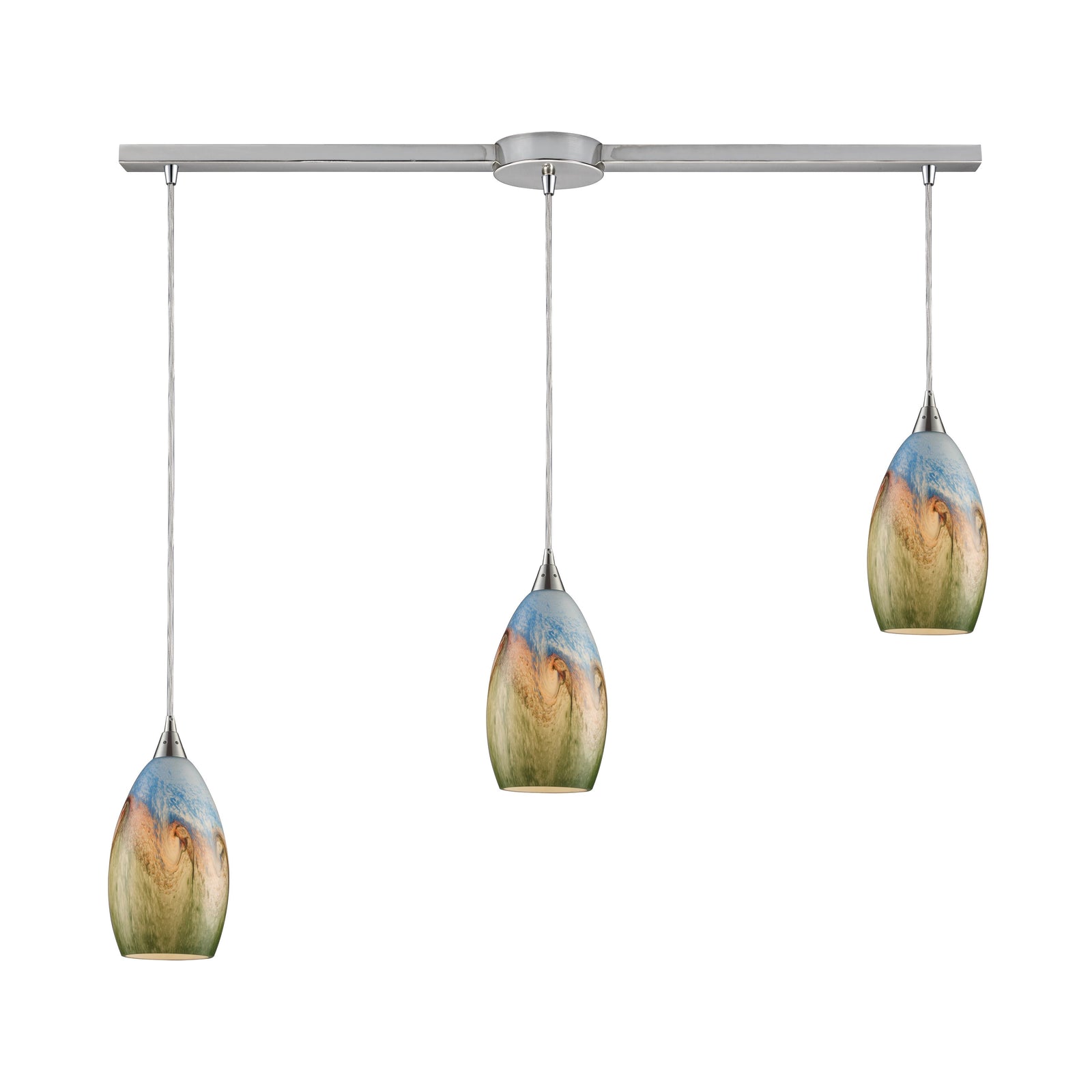 Geologic 36'' Wide 3-Light Slim Linear Pendant - Satin Nickel