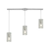 Ice Fragments 36'' Wide 3-Light Slim Linear Pendant - Satin Nickel and Clear Glass