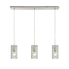 Ice Fragments 36'' Wide 3-Light Linear Pendant - Satin Nickel and Clear Glass