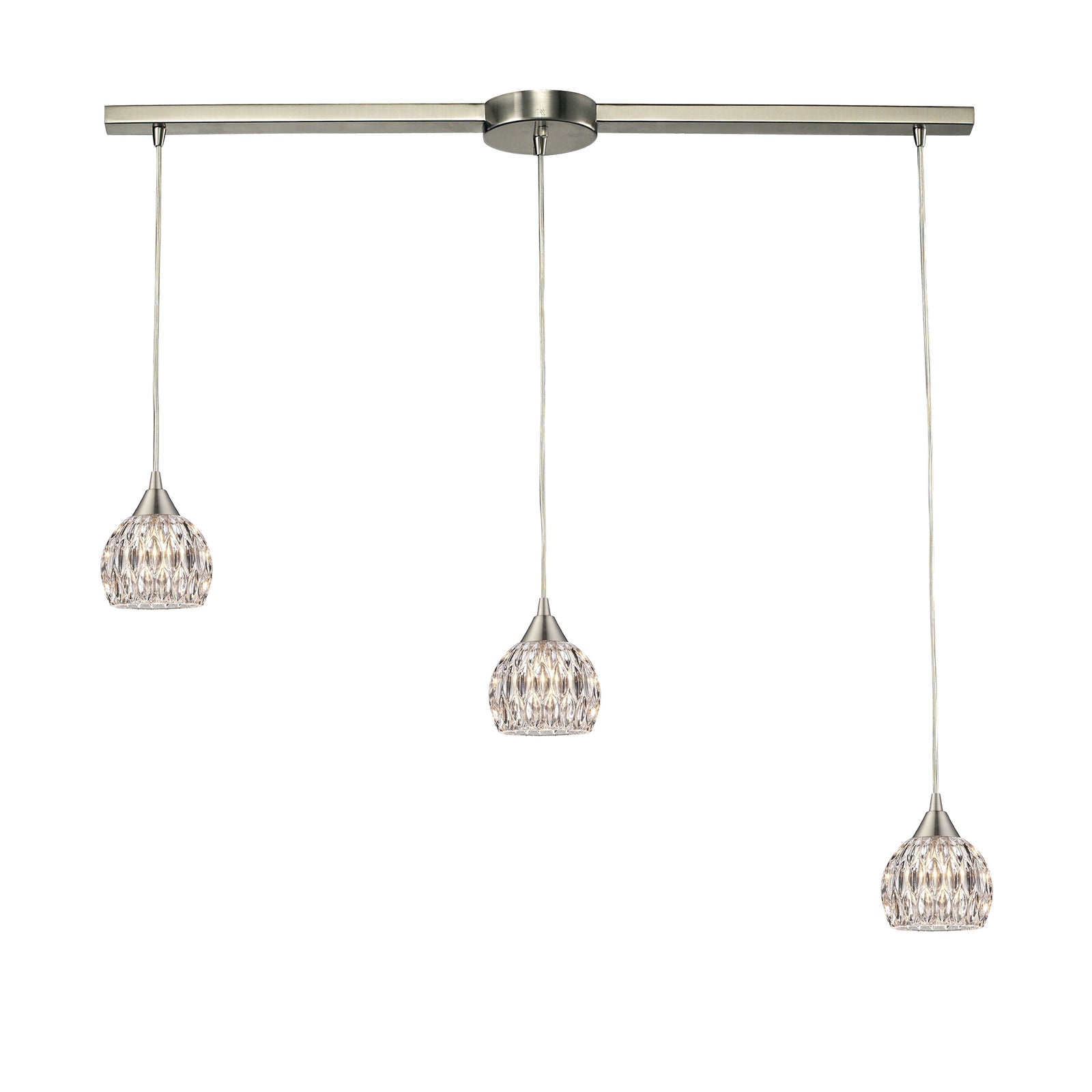 Kersey 36'' Wide 3-Light Slim Linear Pendant - Satin Nickel