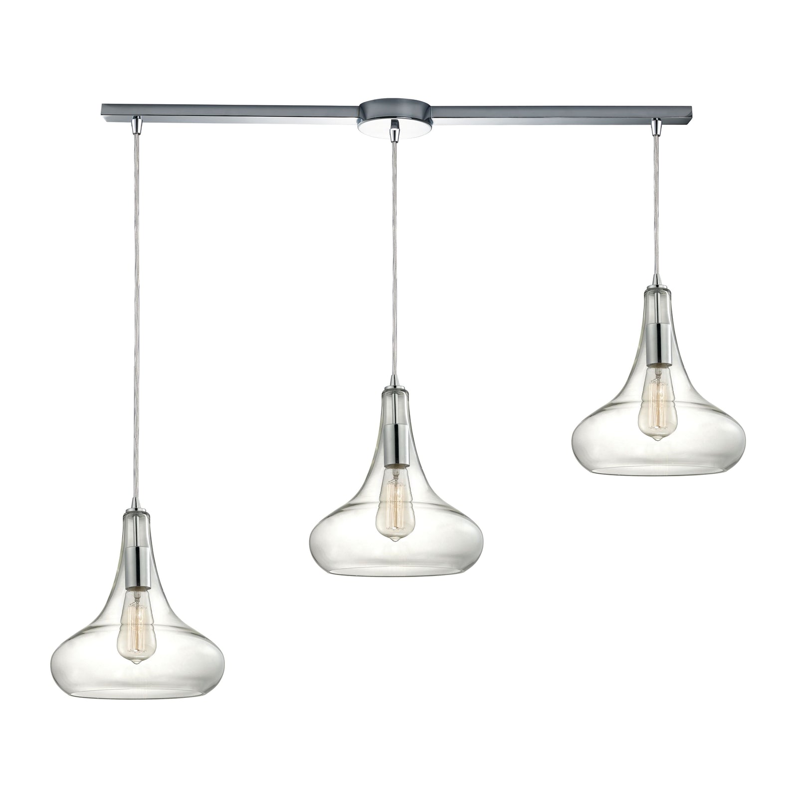 Orbital 36'' Wide 3-Light Slim Linear Pendant - Polished Chrome