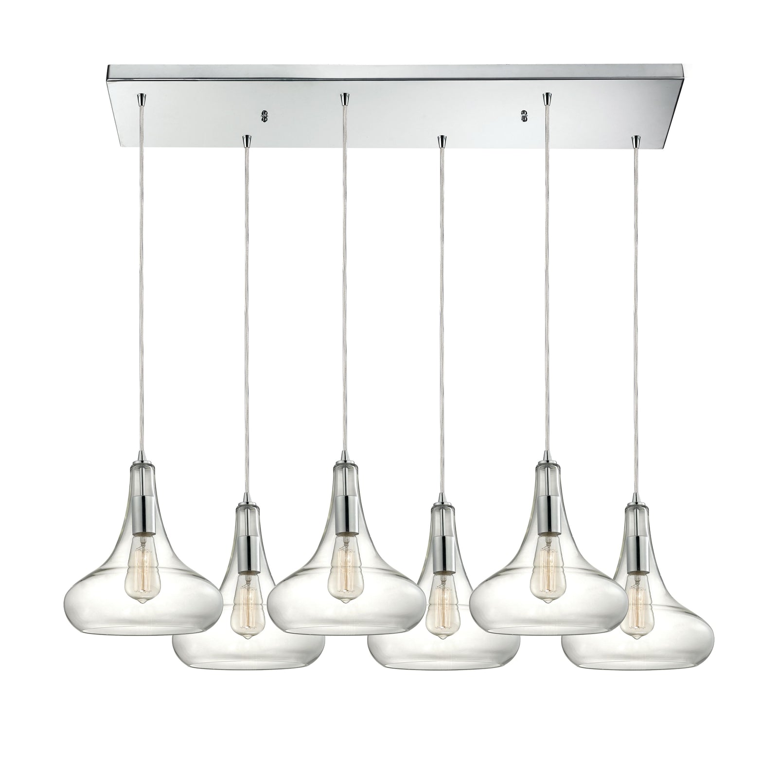 Orbital 30'' Wide 6-Light Rectangular Pendant - Polished Chrome