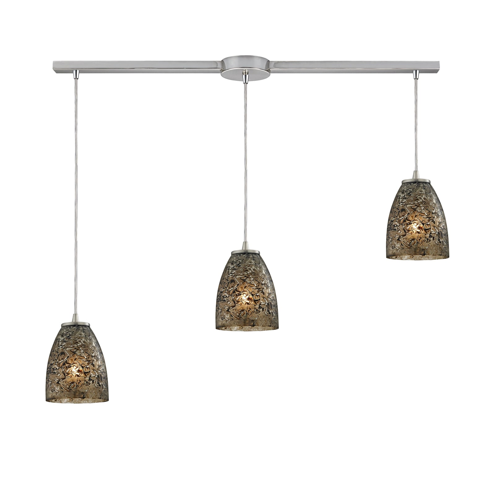 Fissure 36'' Wide 3-Light Slim Linear Pendant - Satin Nickel