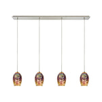 Illusions 46'' Wide 4-Light Pendant - Satin Nickel with Multicolor Fireworks Glass