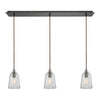 Hand Formed Glass 36'' Wide 3-Light Linear Pendant - Oil Rubbed Bronze