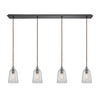 Hand Formed Glass 46'' Wide 4-Light Linear Pendant - Oil Rubbed Bronze