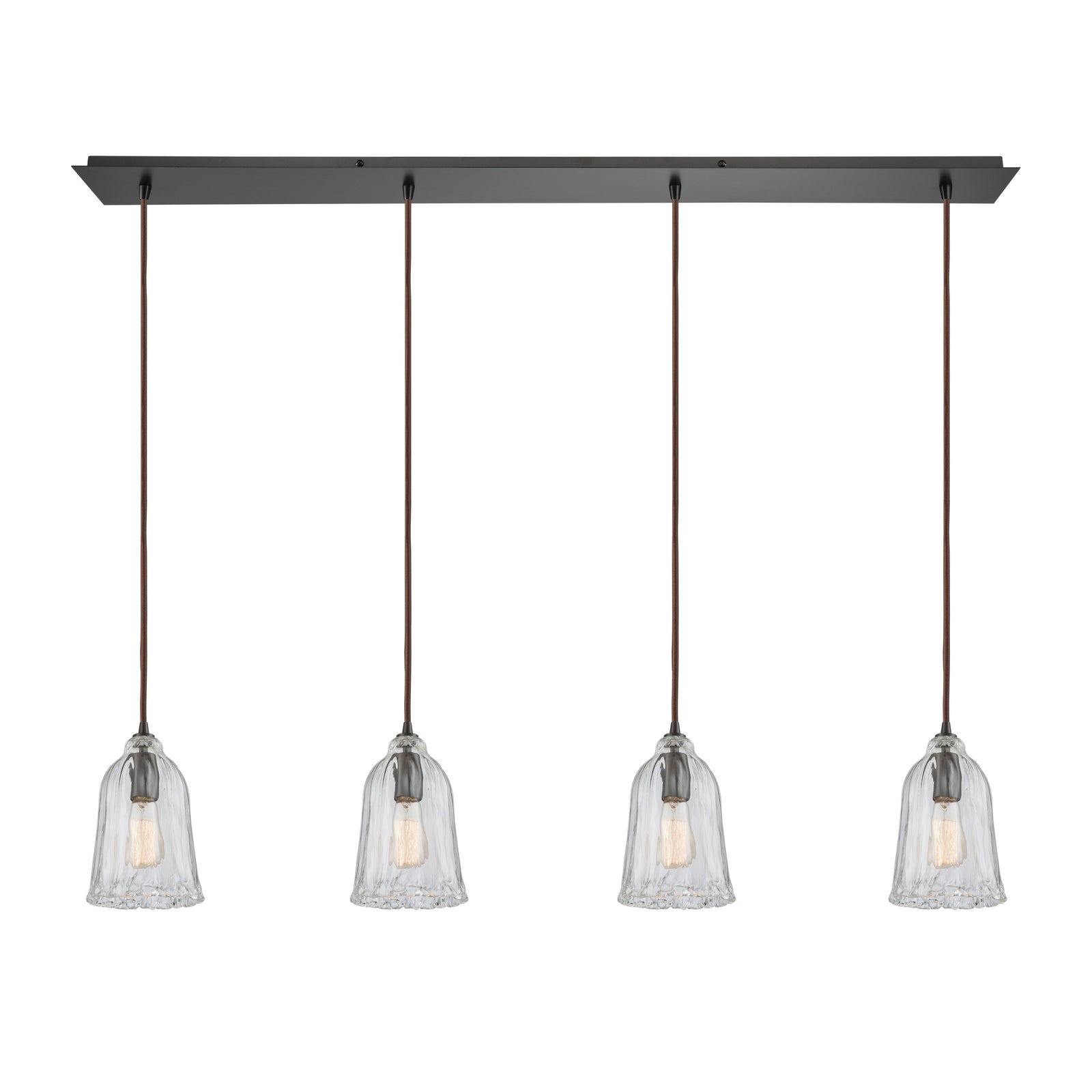 Hand Formed Glass 46'' Wide 4-Light Linear Pendant - Oil Rubbed Bronze