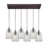 Hand Formed Glass 32'' Wide 6-Light Rectangular Pendant - Oil Rubbed Bronze