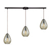 Lagoon 36'' Wide 3-Light Slim Linear Pendant - Oil Rubbed Bronze with Champagne