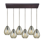 Lagoon 30'' Wide 6-Light Rectangular Pendant - Oil Rubbed Bronze with Champagne