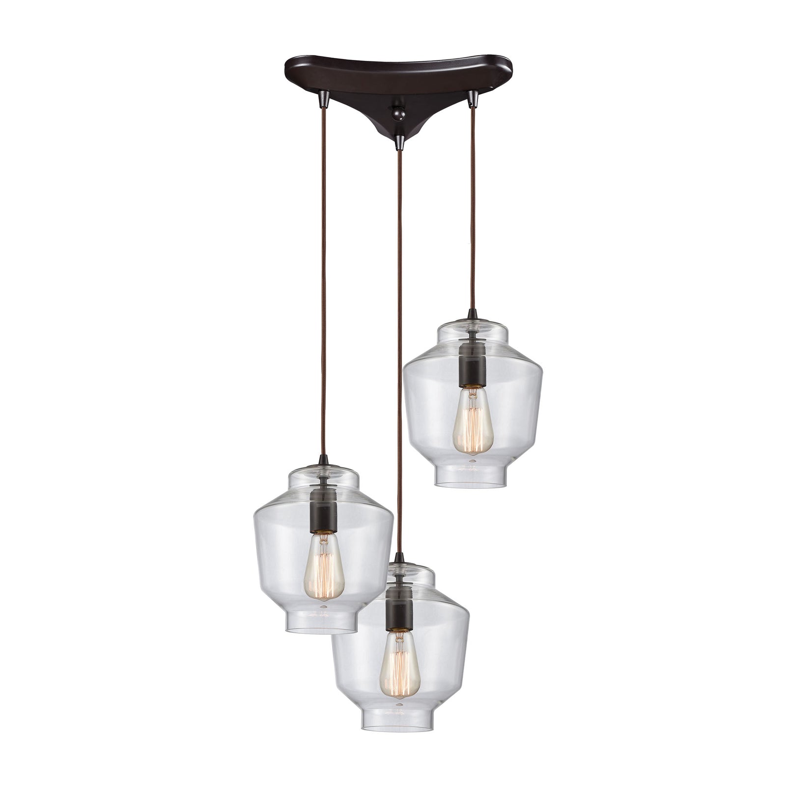 Barrel 12'' Wide 3-Light Triangular Pendant - Oil Rubbed Bronze