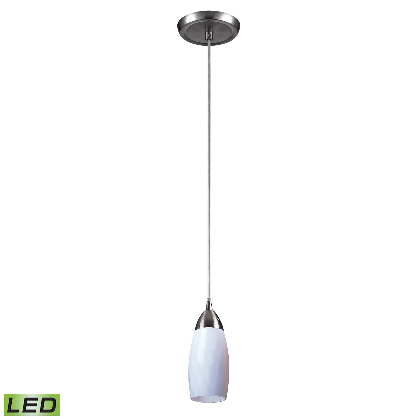 Milan 3'' Wide 1-Light Pendant - Satin Nickel with Simple White Glass - Includes LED Bulb