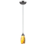 Milan 3'' Wide 1-Light Pendant - Satin Nickel with Yellow Blaze Glass