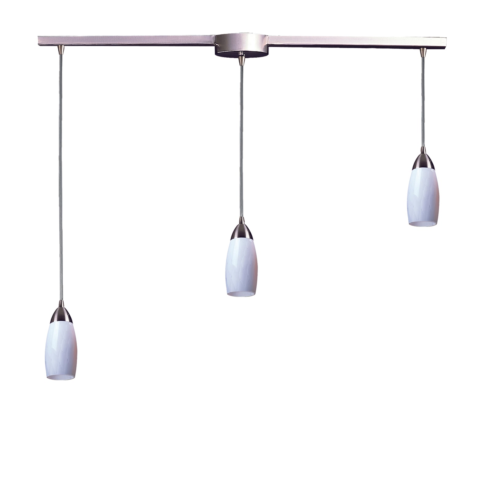 Milan 36'' Wide 3-Light Pendant - Satin Nickel with Simple White Glass