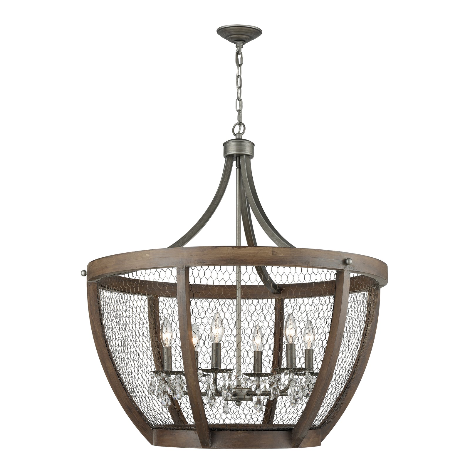 Renaissance Invention 30'' Wide 6-Light Chandelier - Weathered Zinc