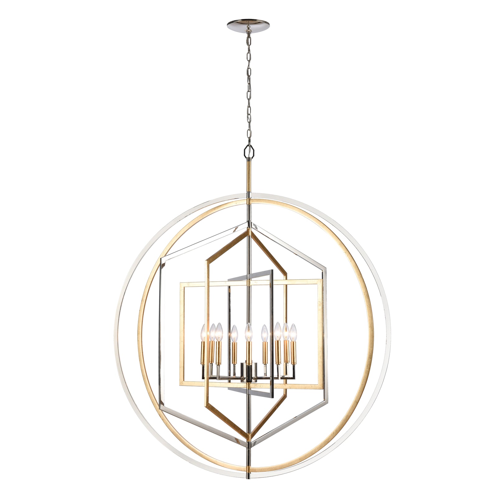 Geosphere 46'' Wide 9-Light Chandelier - Polished Nickel