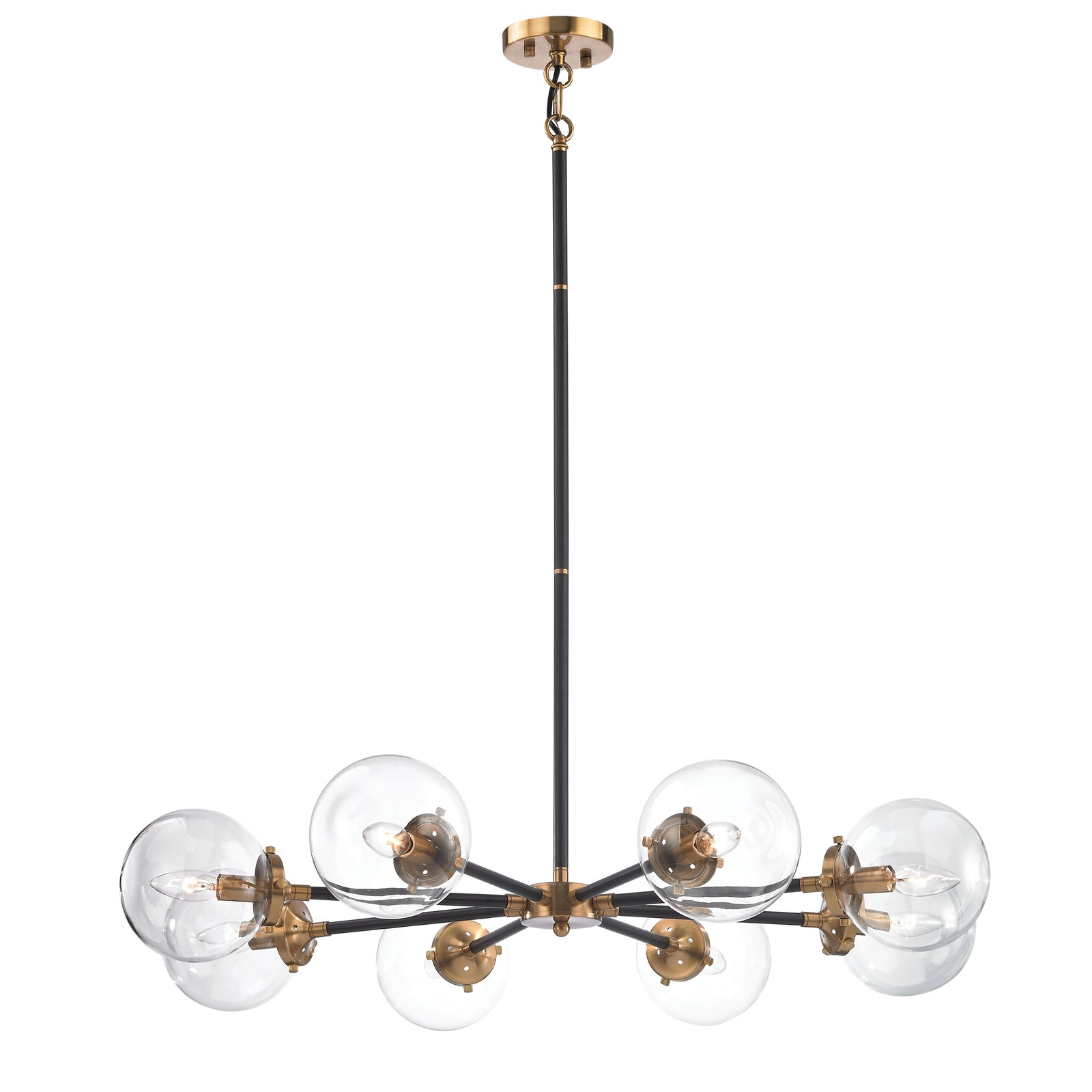 Boudreaux 36'' Wide 8-Light Chandelier - Matte Black with Antique Gold