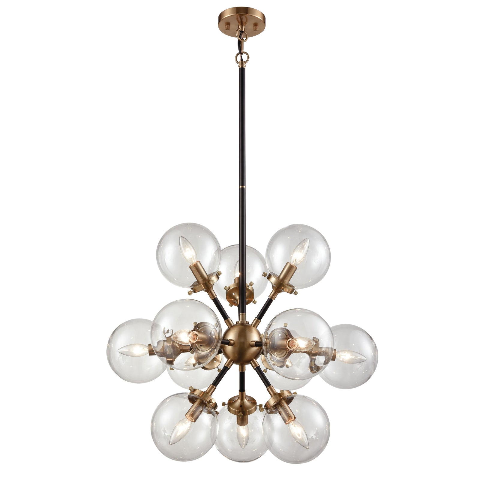 Boudreaux 25'' Wide 12-Light Chandelier - Matte Black with Antique Gold