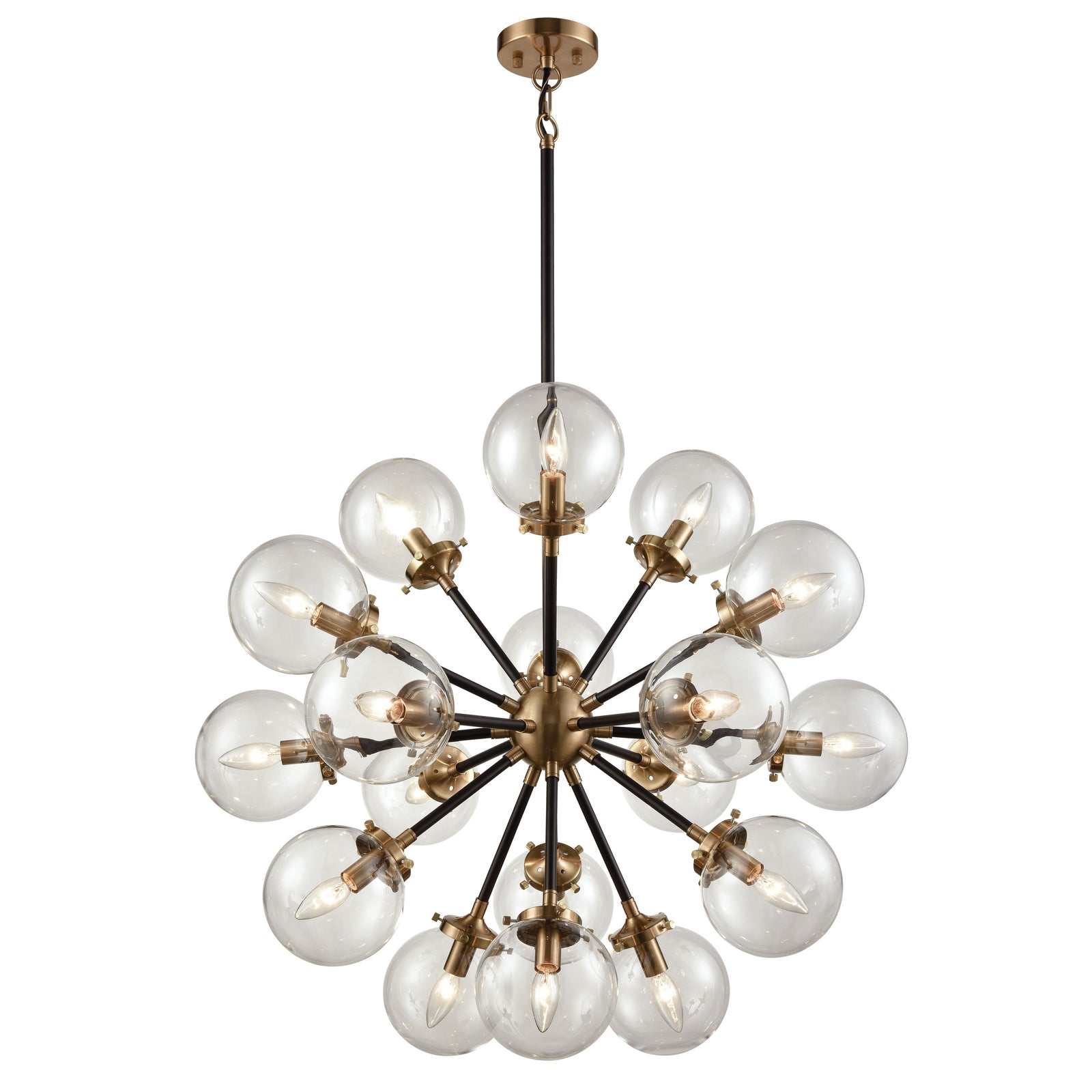 Boudreaux 32'' Wide 18-Light Chandelier - Matte Black with Antique Gold