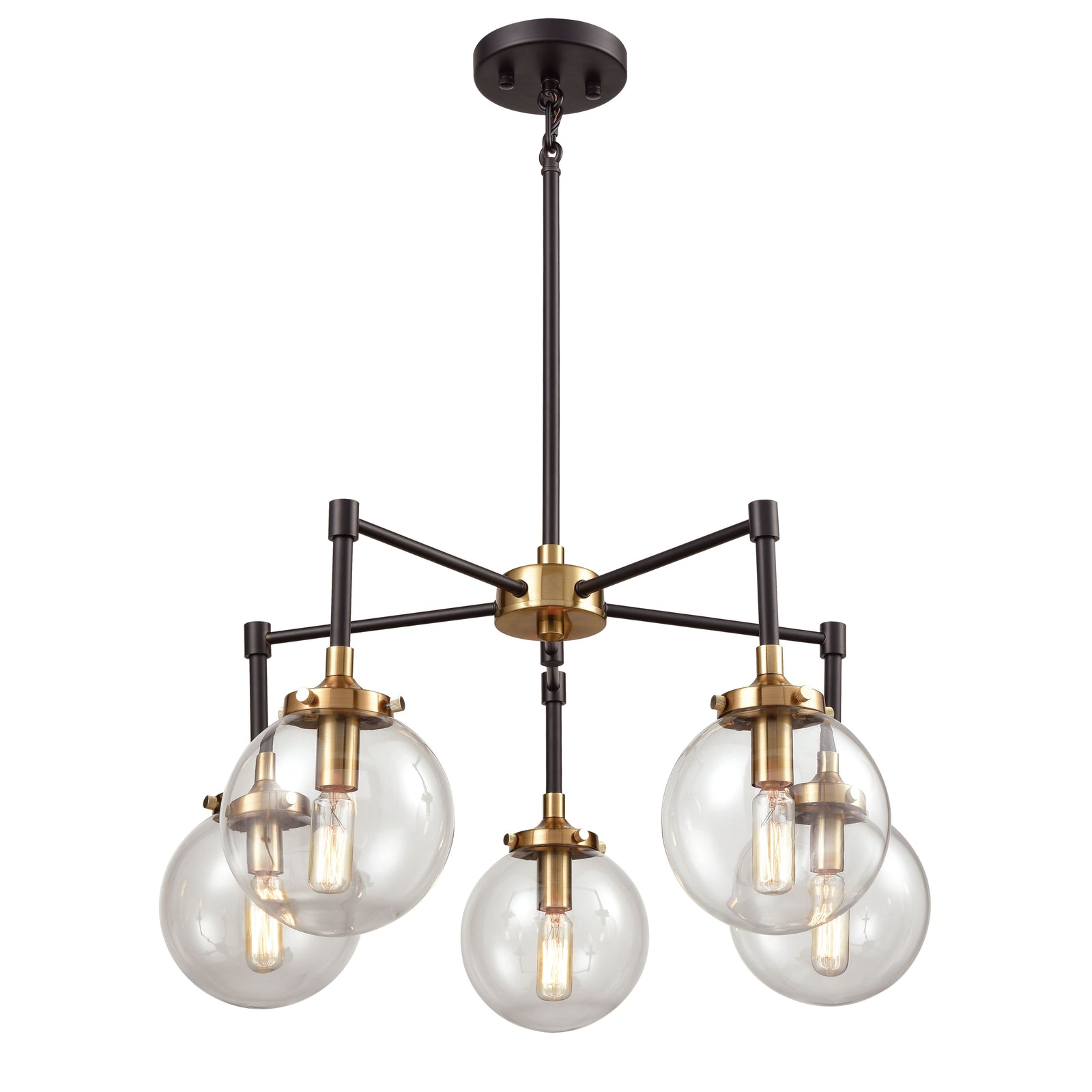Boudreaux 23'' Wide 5-Light Chandelier - Matte Black with Antique Gold