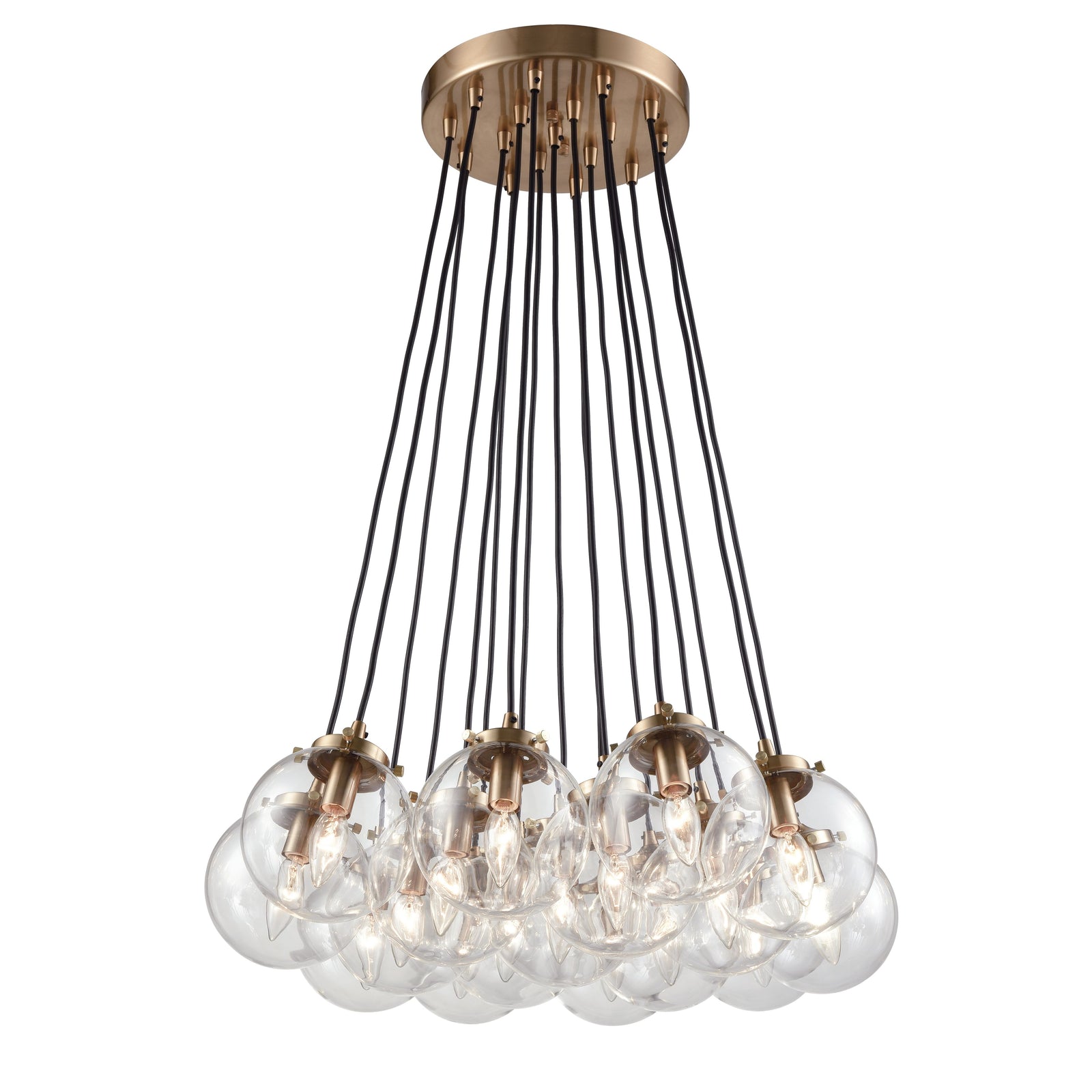 Boudreaux 29'' Wide 17-Light Chandelier - Matte Black with Antique Gold