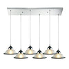Refraction 30'' Wide 6-Light Rectangular Pendant - Polished Chrome with White Glass