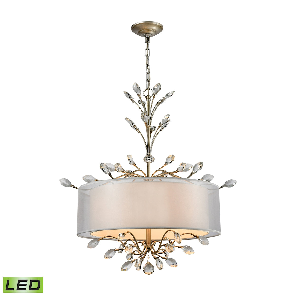 Asbury 26'' Wide 4-Light Chandelier - Aged Silver - Includes LED Bulb