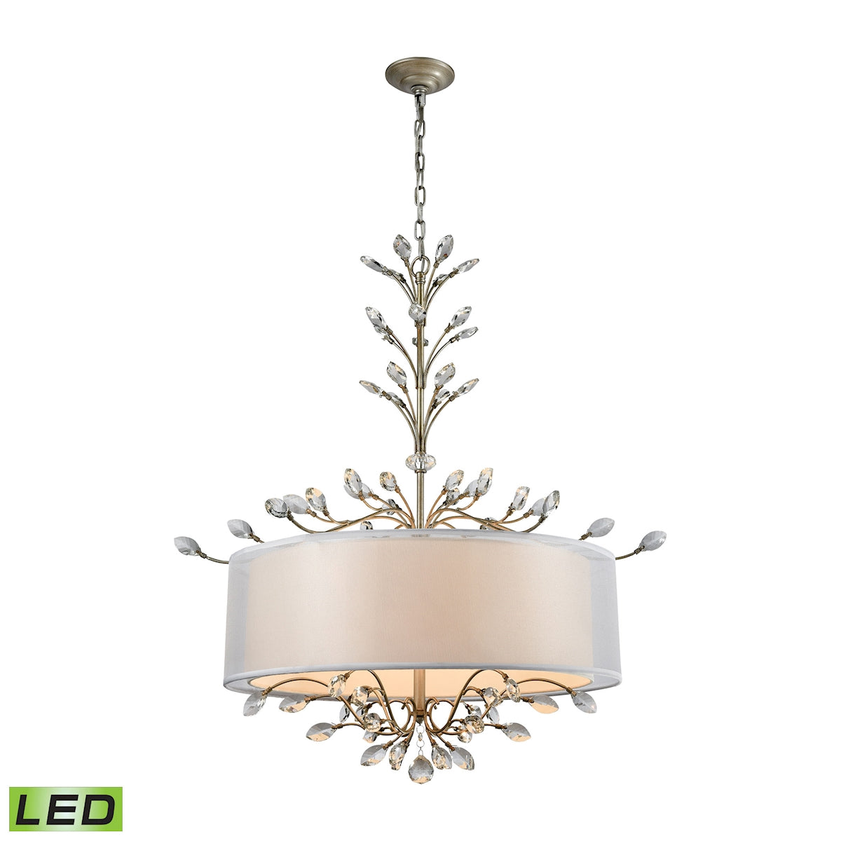 Asbury 32'' Wide 6-Light Chandelier - Aged Silver - Includes LED Bulb