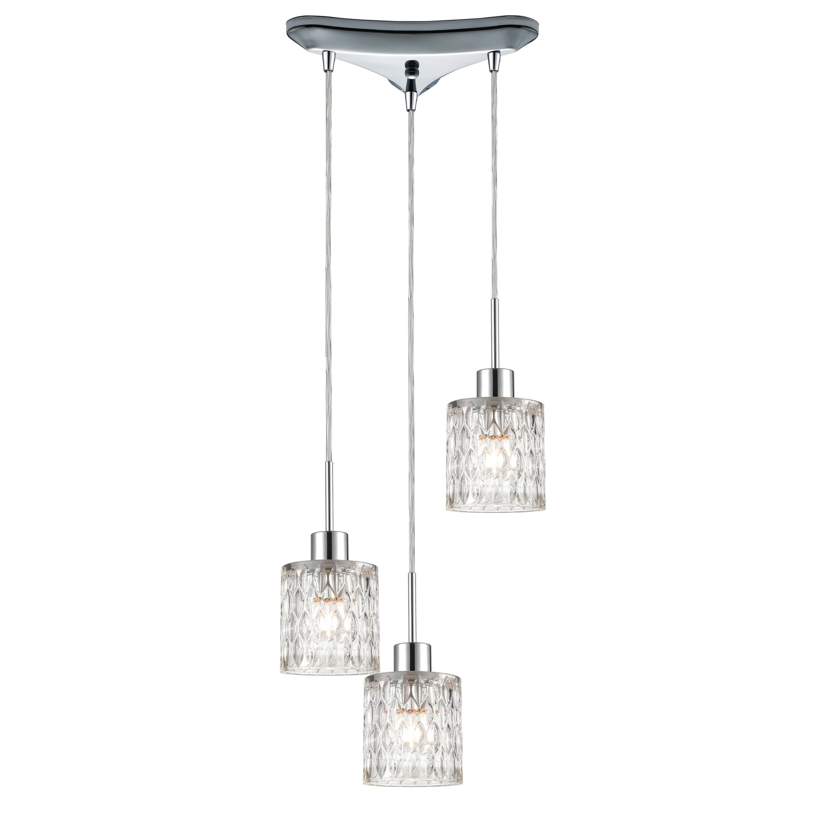 Ezra 12'' Wide 3-Light Triangular Pendant - Polished Chrome